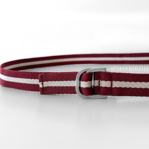 Club Monaco Striped Grosgrain D-Ring Belt, Size Small-Medium - Picture 2 of 6